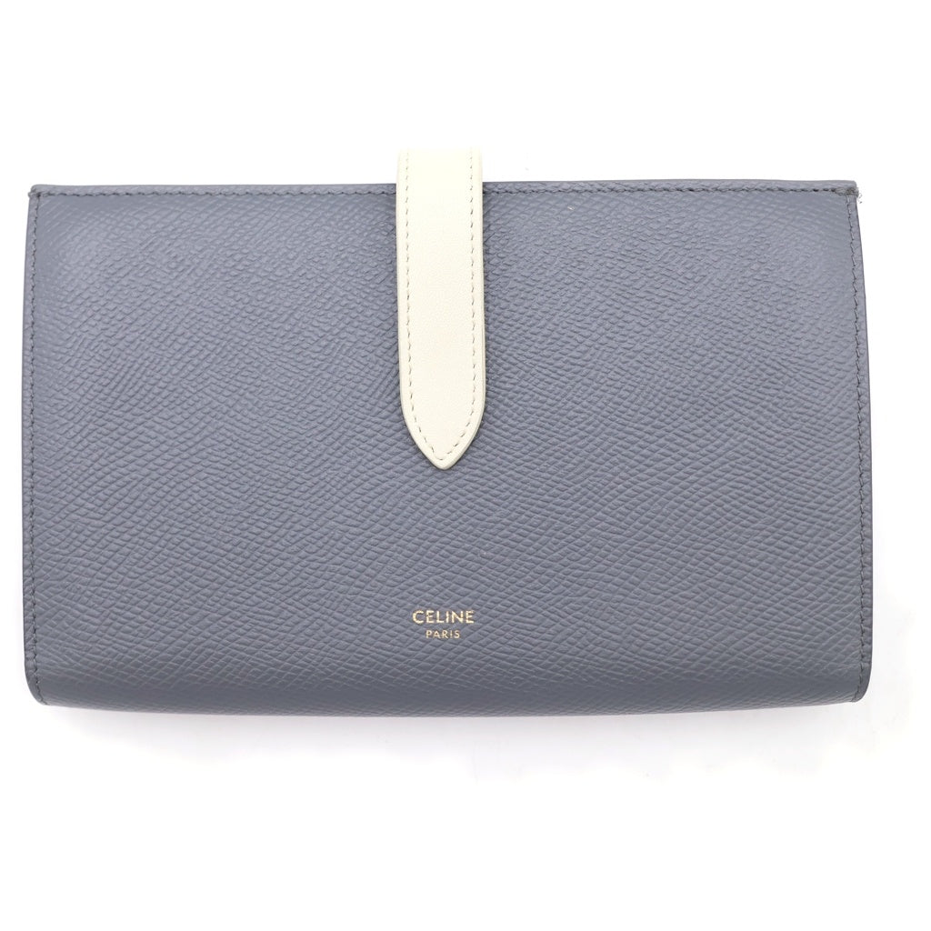 CELINE(セリーヌ) ラージ ストラップ ウォレット 二つ折り長財布 10B633BRU グレー レディース
