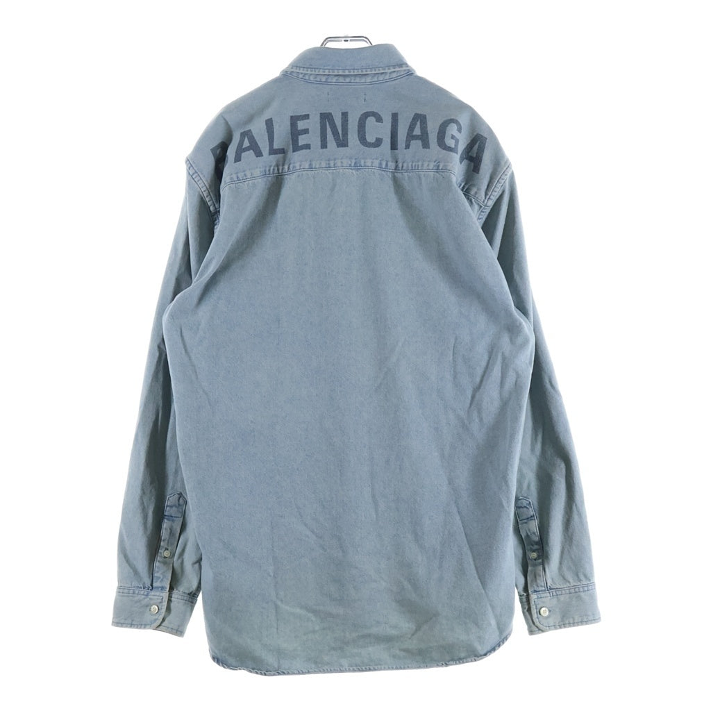 BALENCIAGA(バレンシアガ) 18SS BACK LOGO DENIM SHIRT バックロゴ オーバーサイズ 長袖デニムシャツ ライトブルー 557578 TYE24