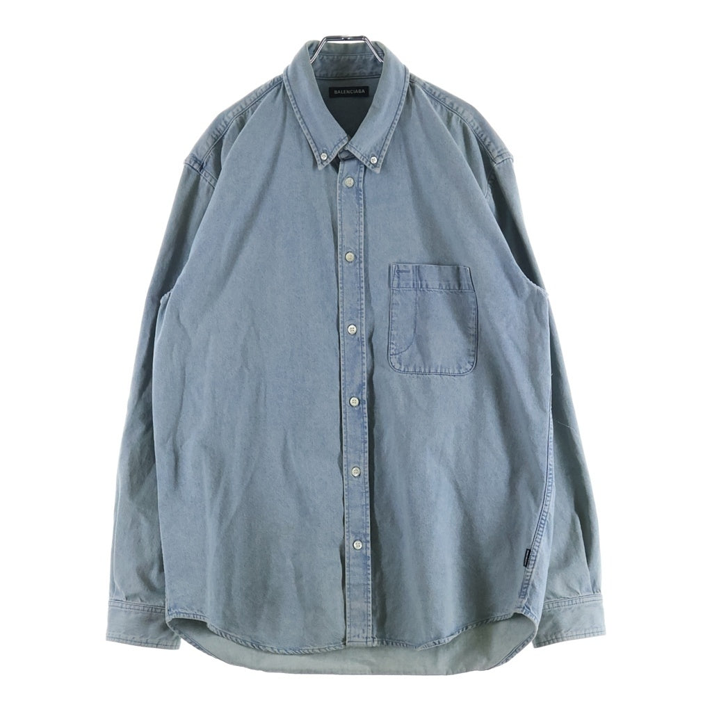 BALENCIAGA(バレンシアガ) 18SS BACK LOGO DENIM SHIRT バックロゴ オーバーサイズ 長袖デニムシャツ ライトブルー 557578 TYE24