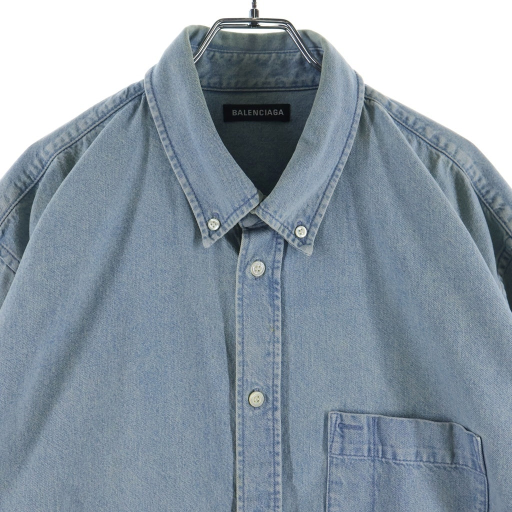 BALENCIAGA(バレンシアガ) 18SS BACK LOGO DENIM SHIRT バックロゴ オーバーサイズ 長袖デニムシャツ ライトブルー 557578 TYE24
