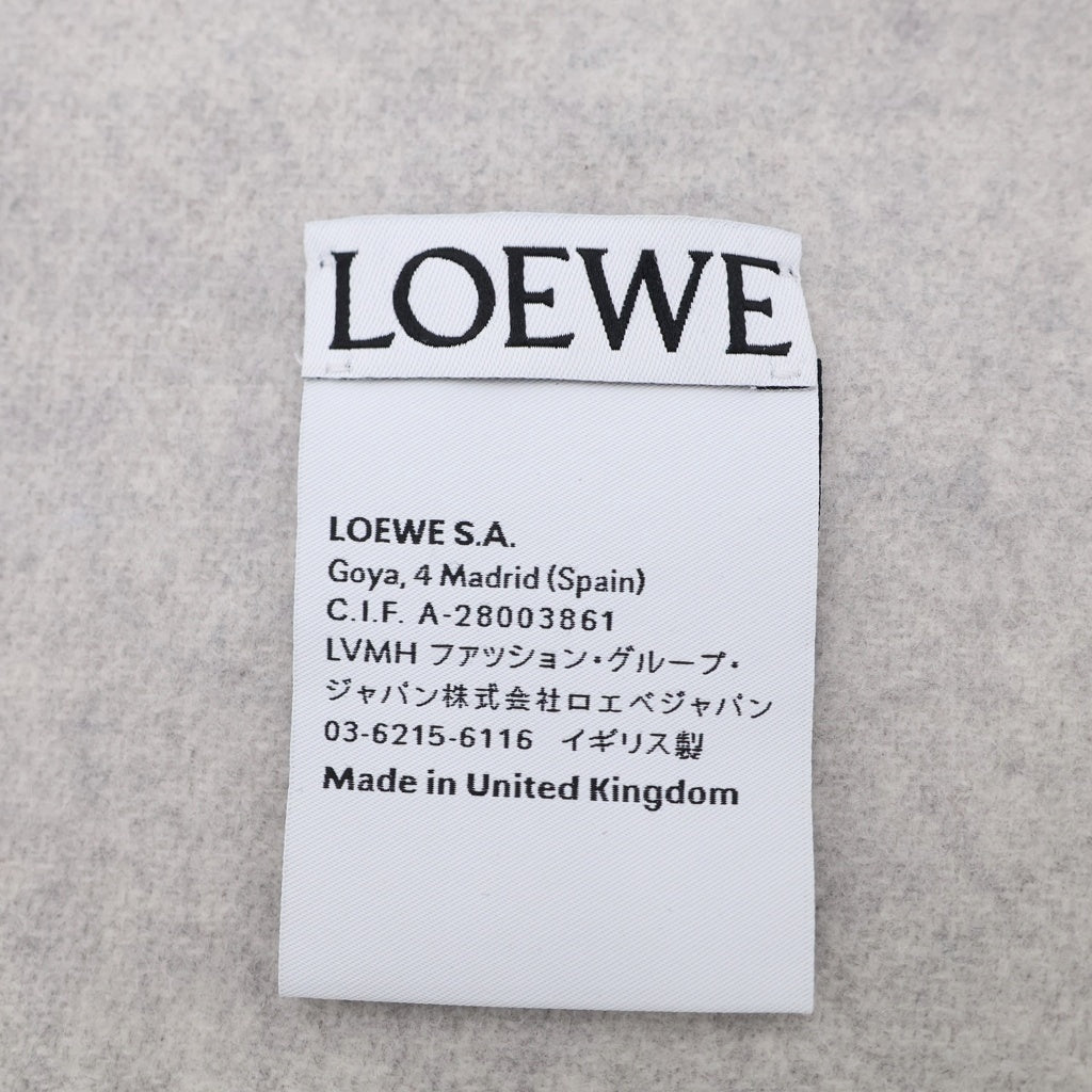 LOEWE(ロエベ) Cashmere Mixed Wool Muffler F811251X06 カシミヤ混 リバーシブル ウールマフラー グレー レディース