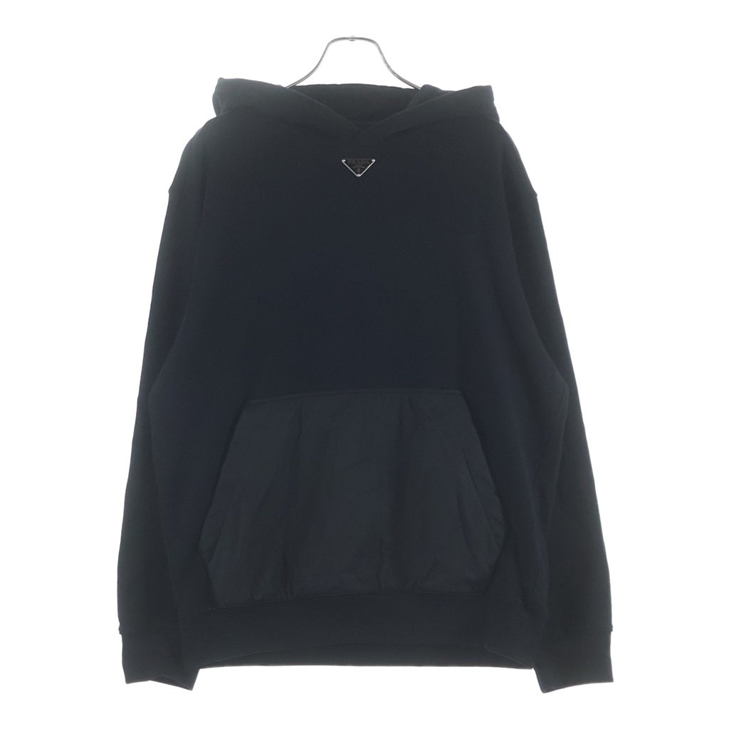 PRADA(プラダ) 23AW Re-Nylon リナイロン トライアングルロゴプレート プルオーバー長袖スウェットパーカー フーディ ブラック UJL45B