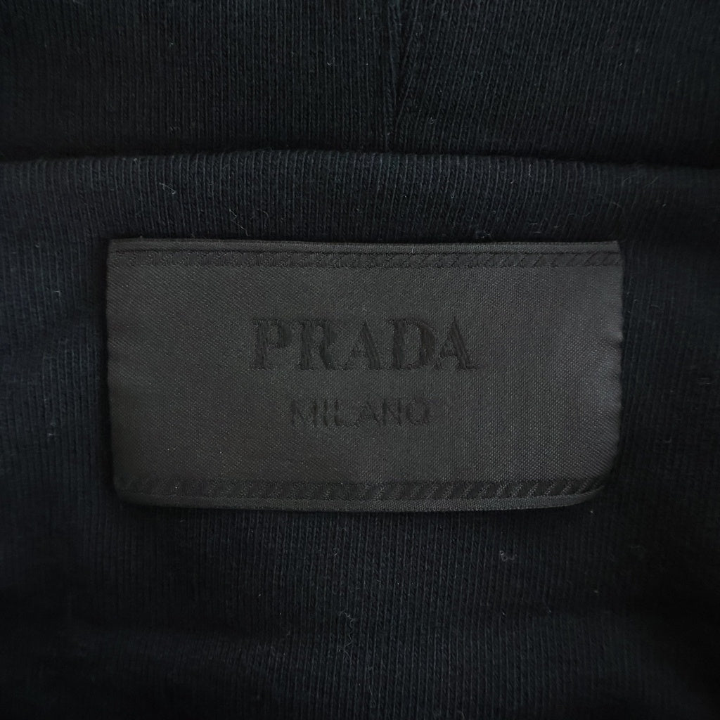 PRADA(プラダ) 23AW Re-Nylon リナイロン トライアングルロゴプレート プルオーバー長袖スウェットパーカー フーディ ブラック UJL45B