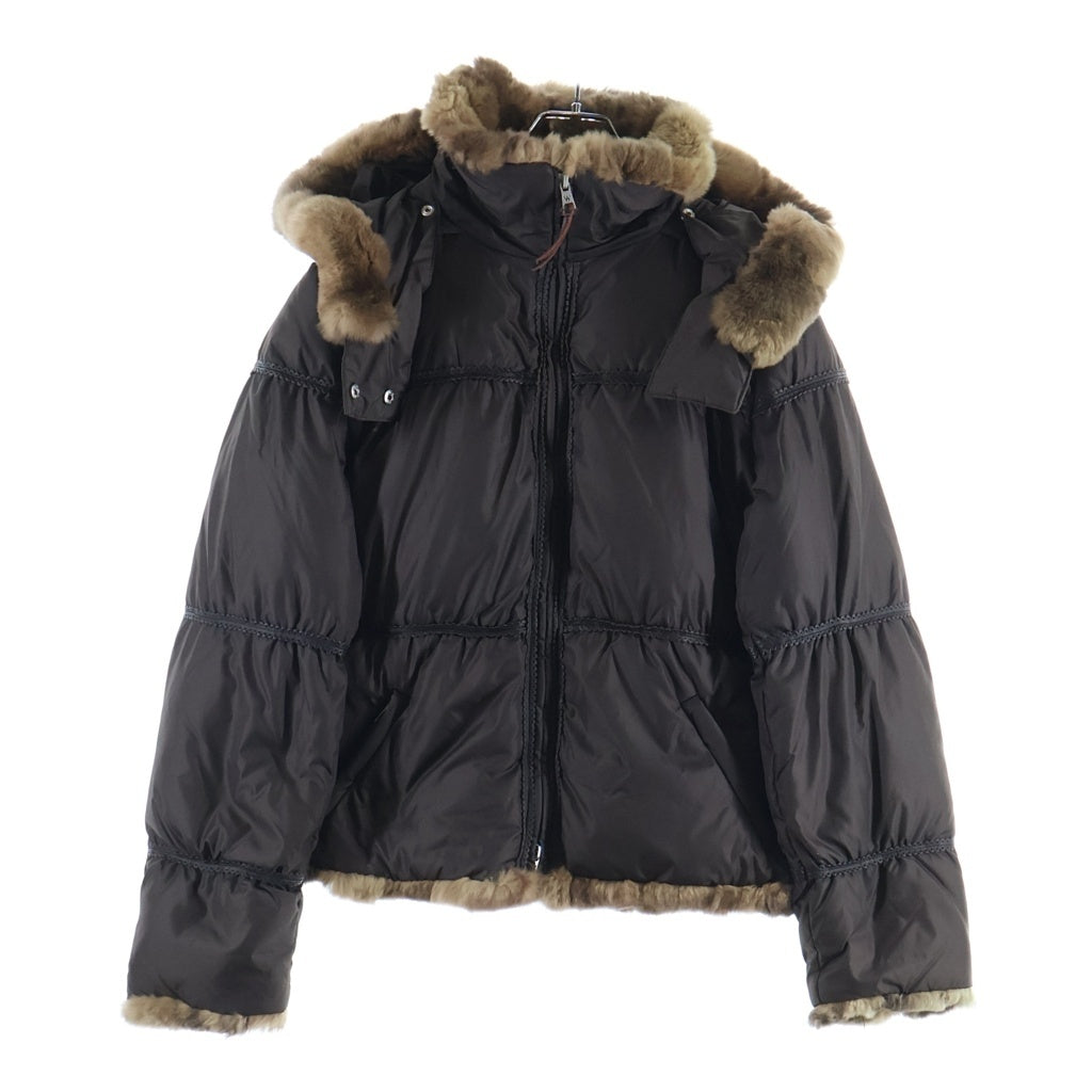 Max Mara(マックスマーラ) WEEKEND LINE ウィークエンド ライン フェイクファー フーデット ダブルジップ 中綿 ジャケット ブラウン レディース