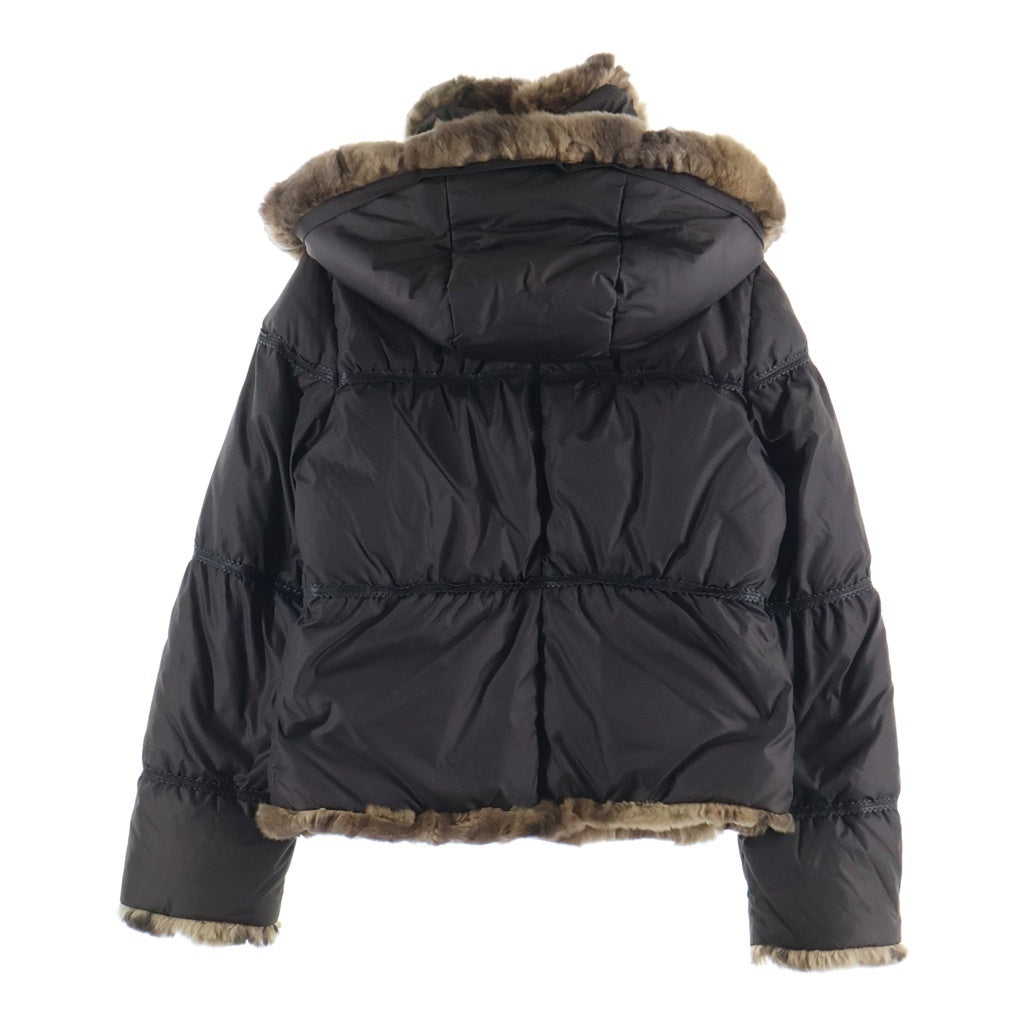 Max Mara(マックスマーラ) WEEKEND LINE ウィークエンド ライン フェイクファー フーデット ダブルジップ 中綿 ジャケット ブラウン レディース