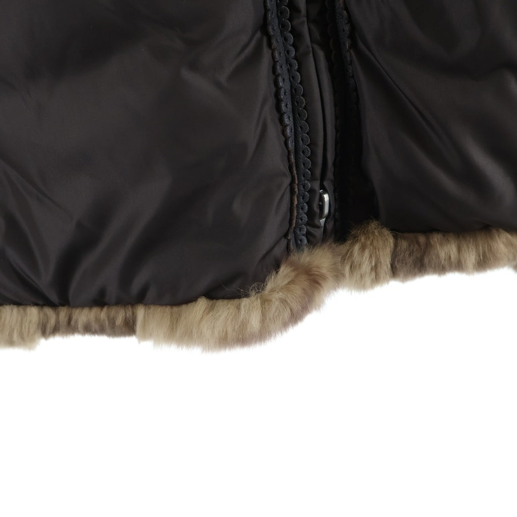 Max Mara(マックスマーラ) WEEKEND LINE ウィークエンド ライン フェイクファー フーデット ダブルジップ 中綿 ジャケット ブラウン レディース