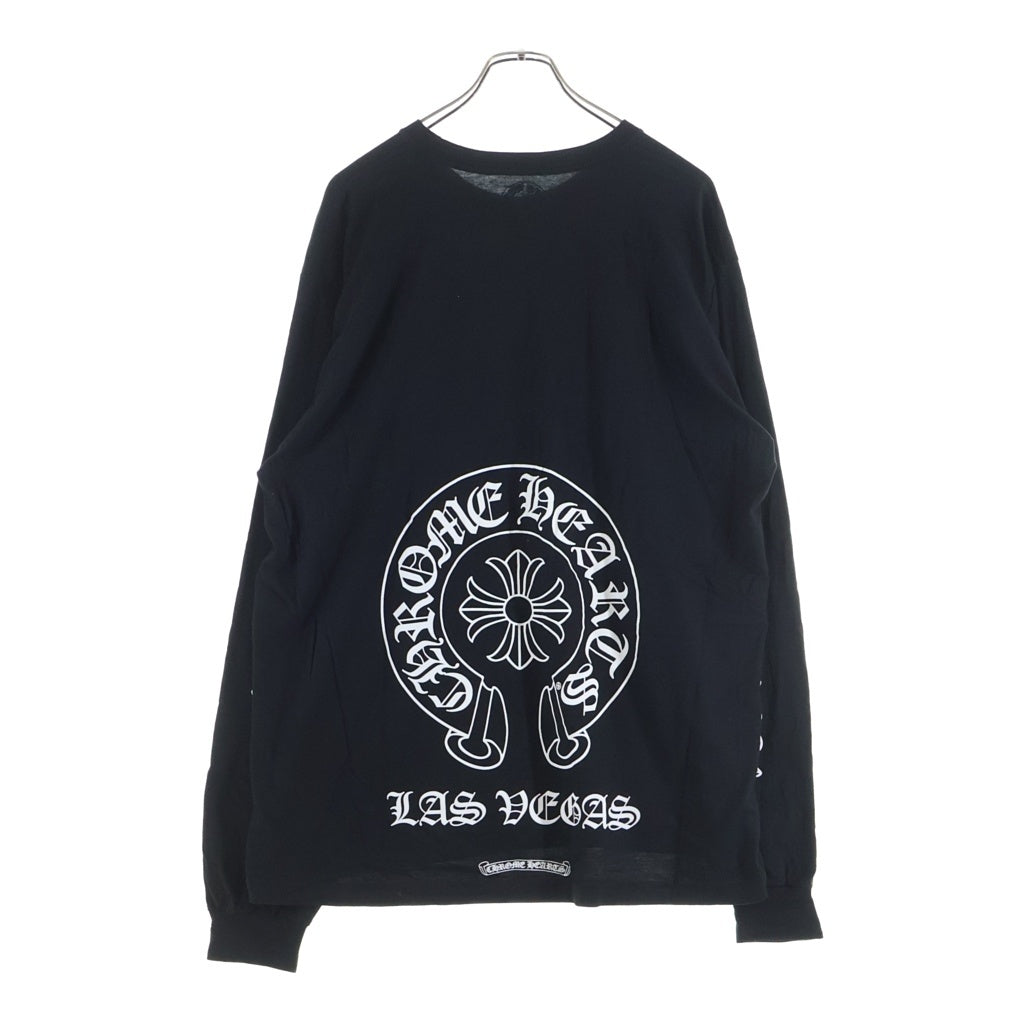 CHROME HEARTS(クロムハーツ) ラスベガス限定 袖フローラルバックホースシュー クルーネック長袖カットソー ブラック
