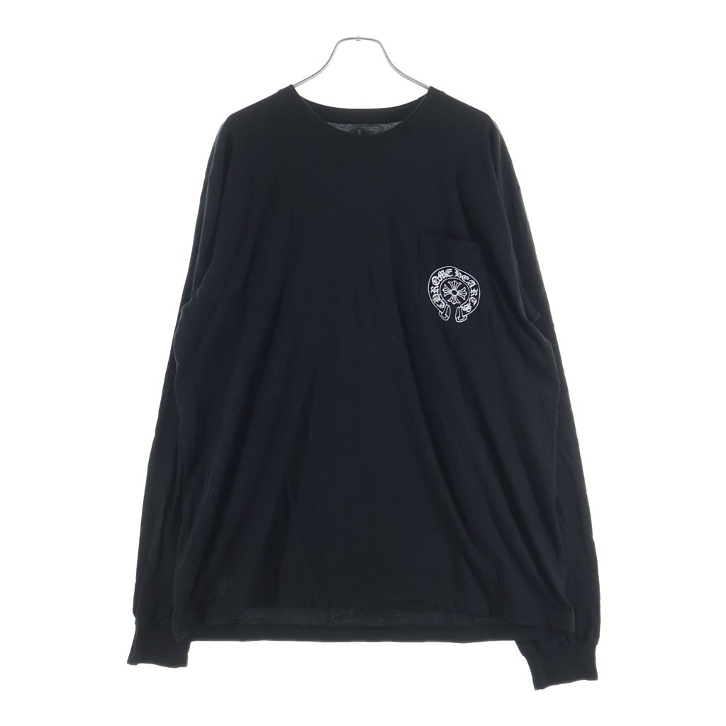 CHROME HEARTS(クロムハーツ) ラスベガス限定 袖フローラルバックホースシュー クルーネック長袖カットソー ブラック