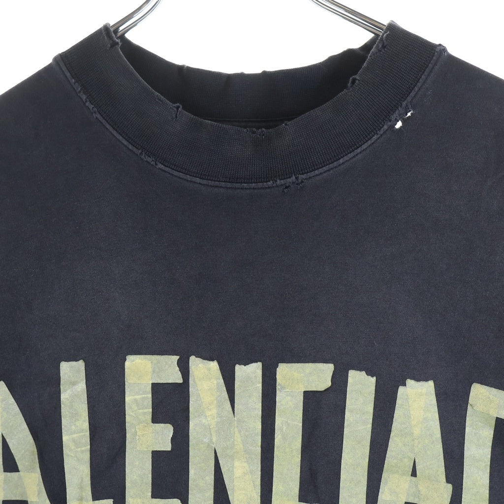 BALENCIAGA(バレンシアガ) 23SS Tape Type tee テープロゴ クルーネック半袖Tシャツカットソー ブラック 739784 T0VA9