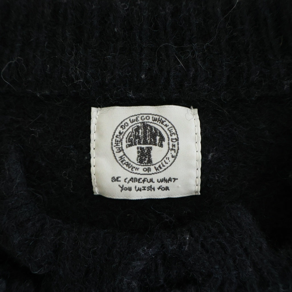SAINT MICHAEL(セントマイケル) 22AW CLF MEN KNIT シーエルエフ メン フロントデザイン ダメージ加工 クルーネック長袖ニットセーター ブラック SM-A22-0000-033