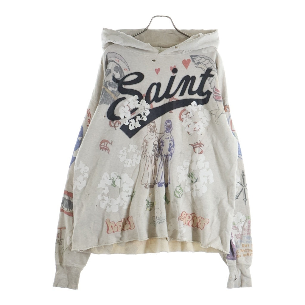 SAINT MICHAEL(セントマイケル) 22SS ×DENIM TEARS GREENAFFITTI HOODIE デニムティアーズ グラフィティ プルオーバー長袖スウェットパーカー フーディ アイボリー SM-S22-0000-083