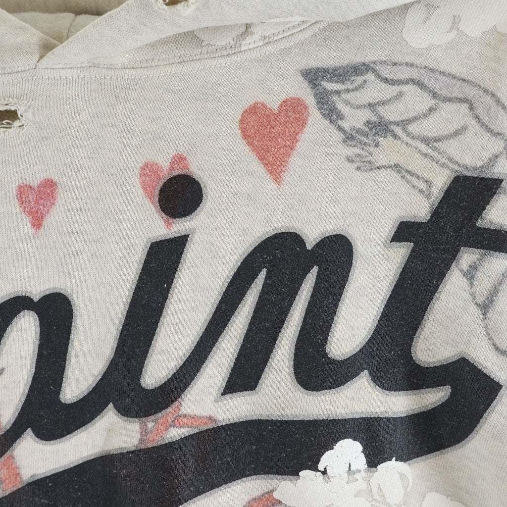 SAINT MICHAEL(セントマイケル) 22SS ×DENIM TEARS GREENAFFITTI HOODIE デニムティアーズ グラフィティ プルオーバー長袖スウェットパーカー フーディ アイボリー SM-S22-0000-083