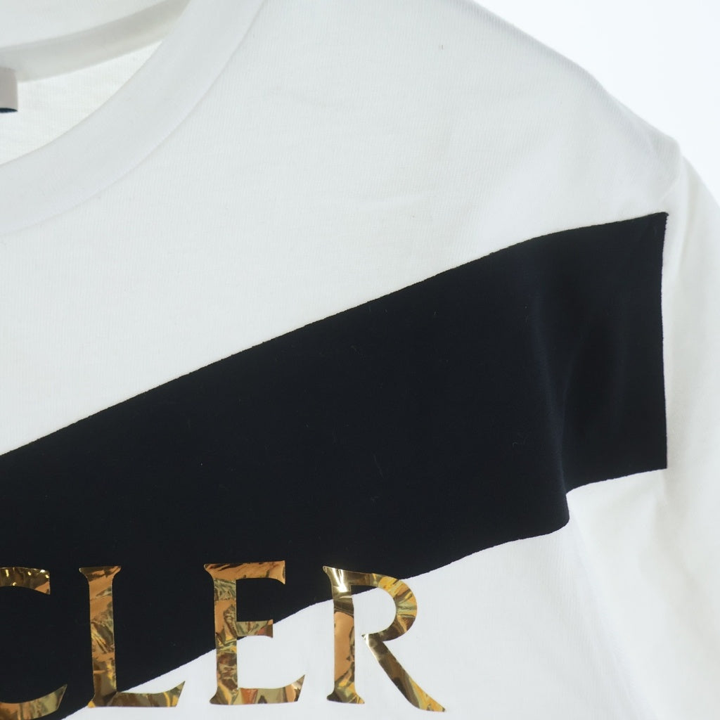 MONCLER(モンクレール) フロントロゴプリント バイカラー クルーネック半袖Tシャツカットソー ブラック/ホワイト E20938091250