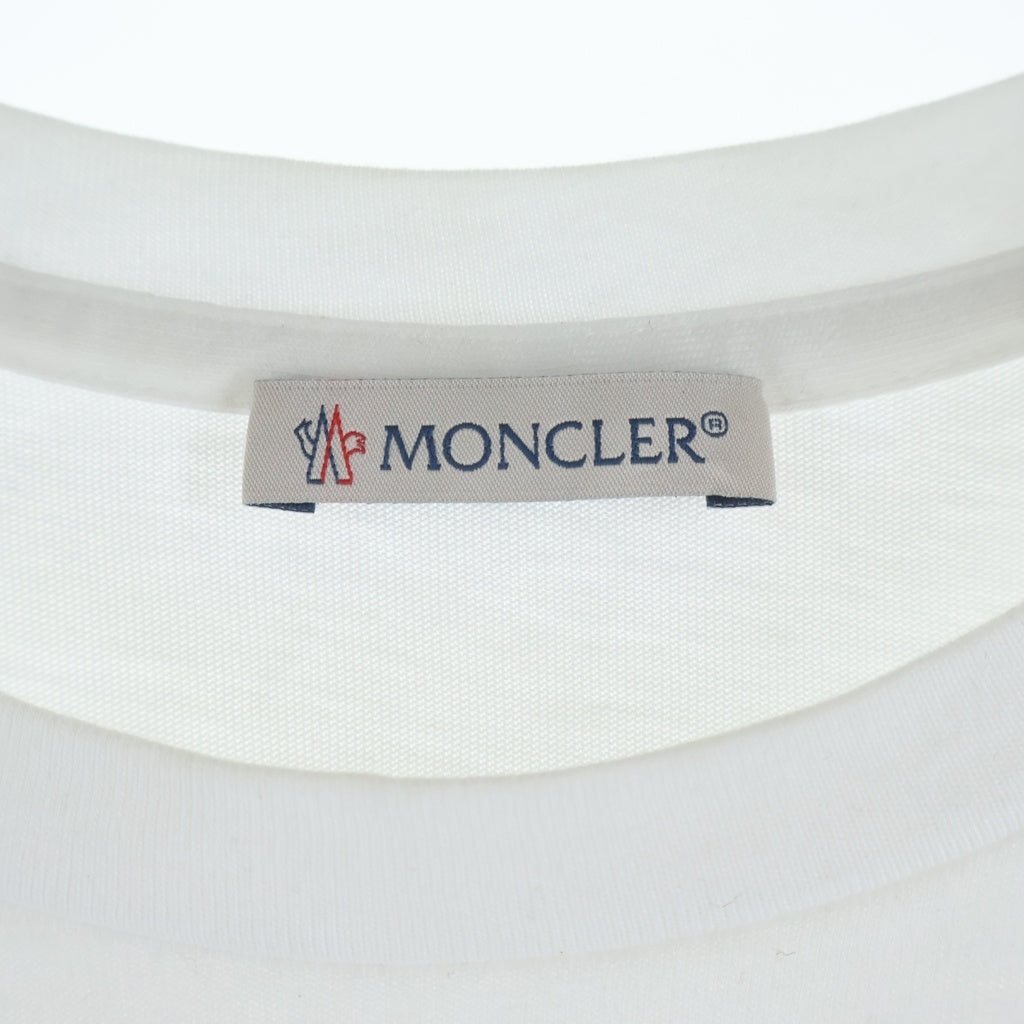 MONCLER(モンクレール) フロントロゴプリント バイカラー クルーネック半袖Tシャツカットソー ブラック/ホワイト E20938091250
