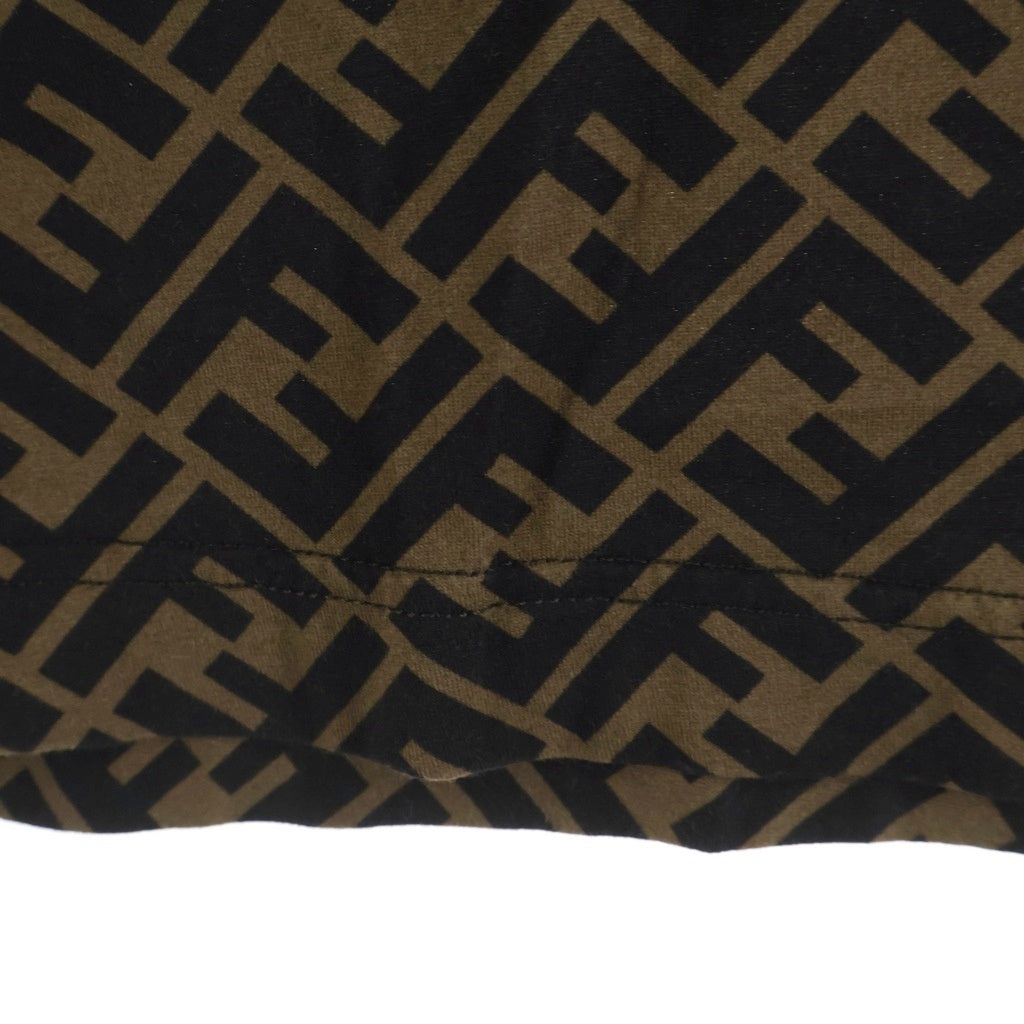 FENDI(フェンディ) 23SS ズッカ ロゴ総柄 クルーネック半袖Tシャツカットソー ホワイト/ブラウン FAF682 AN68