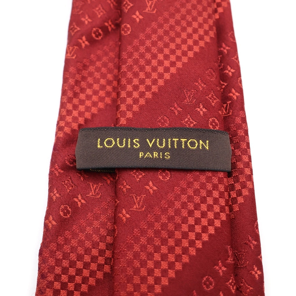 LOUIS VUITTON(ルイヴィトン) モノグラム ダミエ 総柄 シルクネクタイ レッド