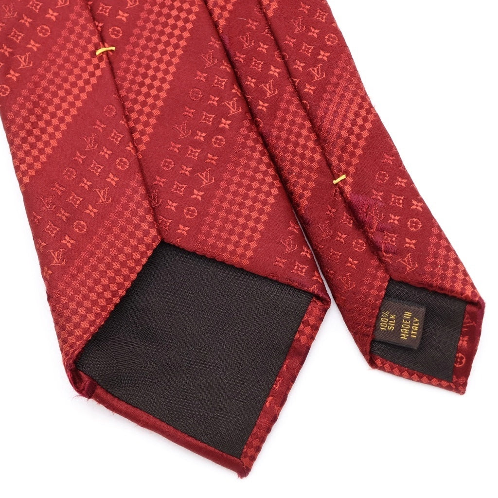 LOUIS VUITTON(ルイヴィトン) モノグラム ダミエ 総柄 シルクネクタイ レッド
