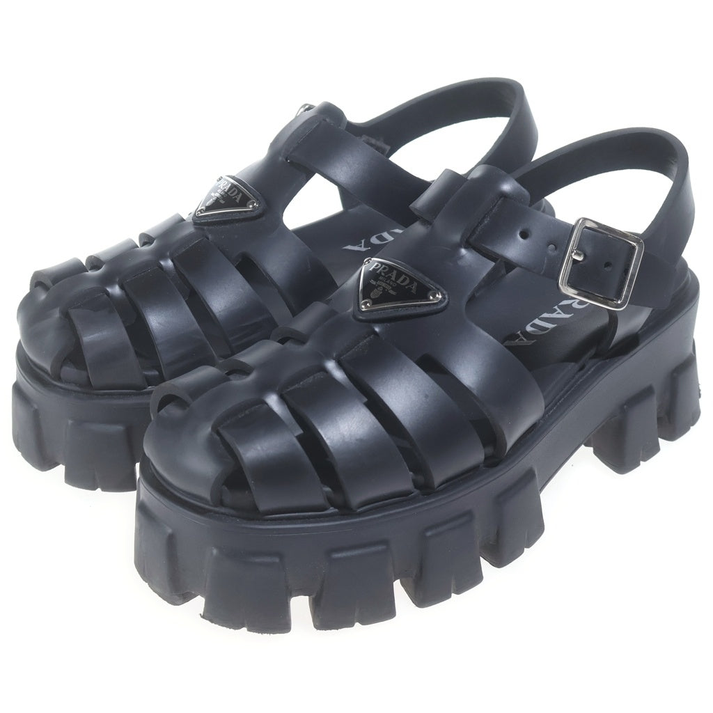 PRADA(プラダ) モノリス トライアングルロゴ ラバーサンダル ブラック 1X853M レディース 1X853M