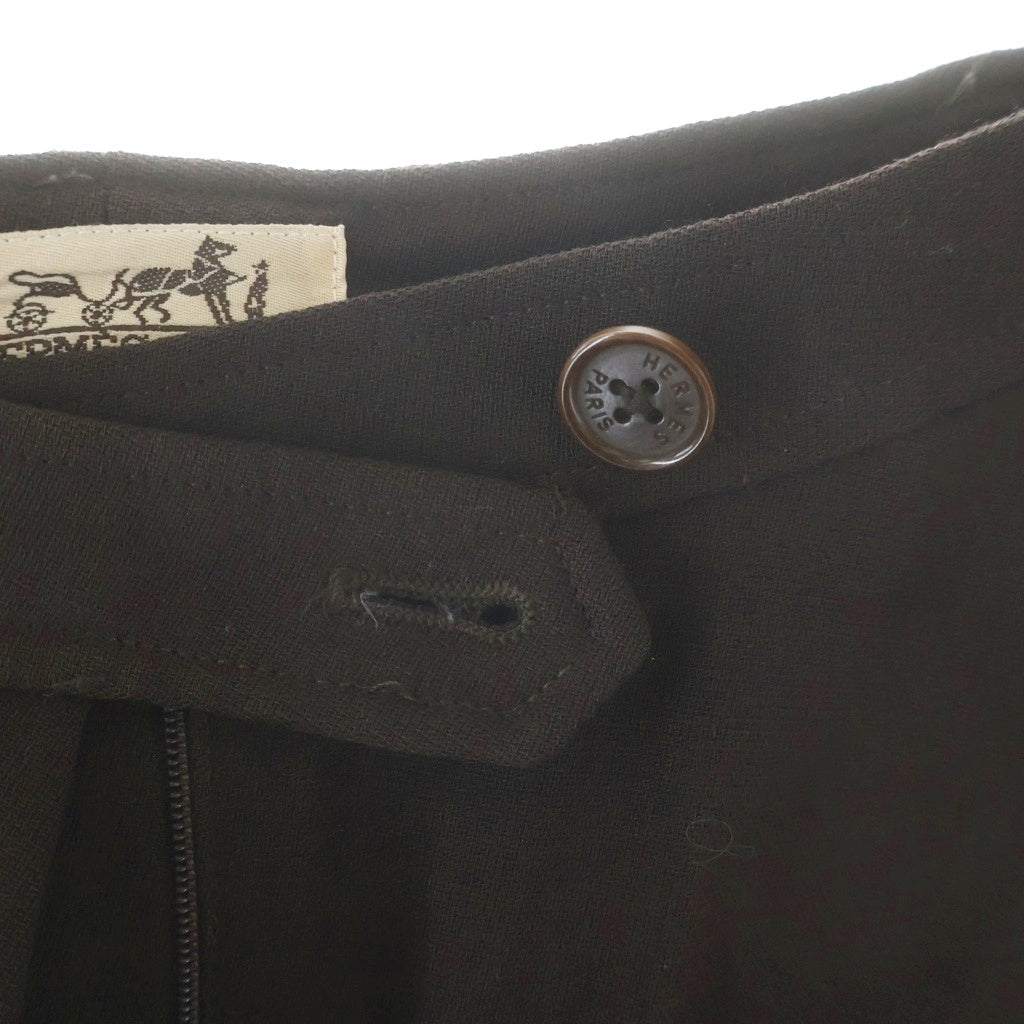 HERMES(エルメス) VINTAGE ヴィンテージ ハイウエスト ウールスラックス ブラウン