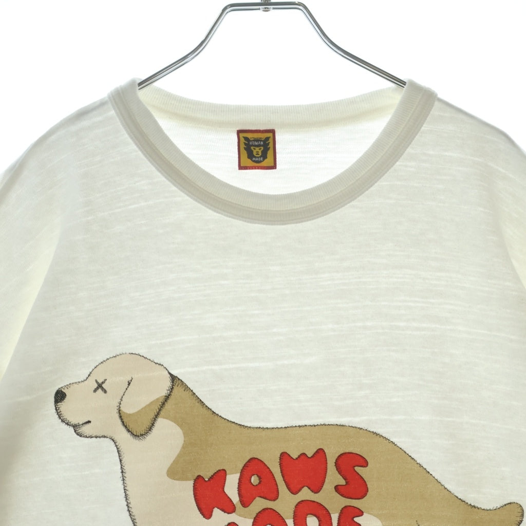 HUMAN MADE(ヒューマンメイド) 26SS ×KAWS MADE GRAPHIC T-SHIRT XX26TE006 カウズ メイド フロントアニマルグラフィックプリント クルーネック半袖Tシャツカットソー ホワイト XX26TE006