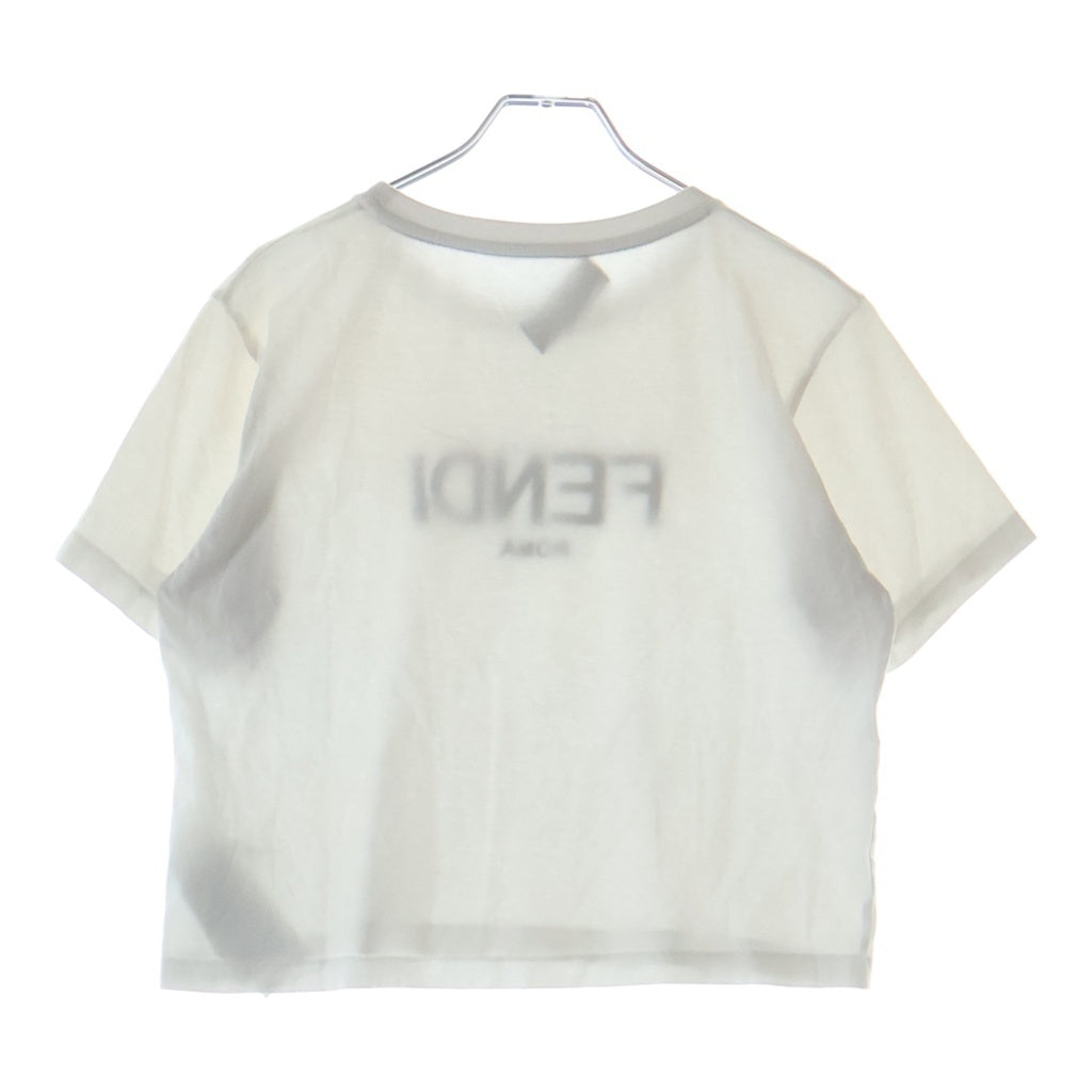 FENDI(フェンディ) 22SS Rogo Embroidery Tee フロントロゴ刺繍 クロップド クルーネック半袖Tシャツカットソー ホワイト レディース FS7389 FS7389