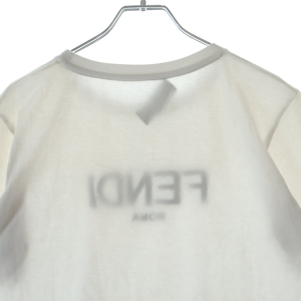 FENDI(フェンディ) 22SS Rogo Embroidery Tee フロントロゴ刺繍 クロップド クルーネック半袖Tシャツカットソー ホワイト レディース FS7389 FS7389