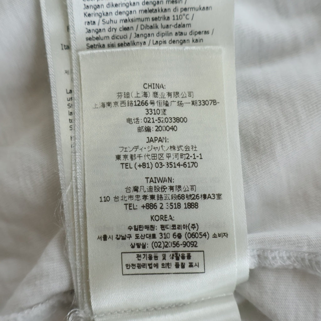 FENDI(フェンディ) 22SS Rogo Embroidery Tee フロントロゴ刺繍 クロップド クルーネック半袖Tシャツカットソー ホワイト レディース FS7389 FS7389