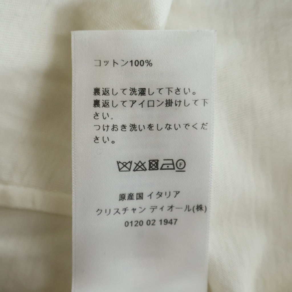 Christian Dior(クリスチャンディオール) シグネチャーバンド ロゴ クルーネック半袖Tシャツカットソー ホワイト/ネイビー コットン 143T04A4043