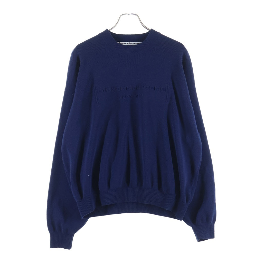 ALEXANDER WANG(アレキサンダーワン) フロントエンボスロゴ クルーネック長袖ニットセーター ネイビー 1KC3231017