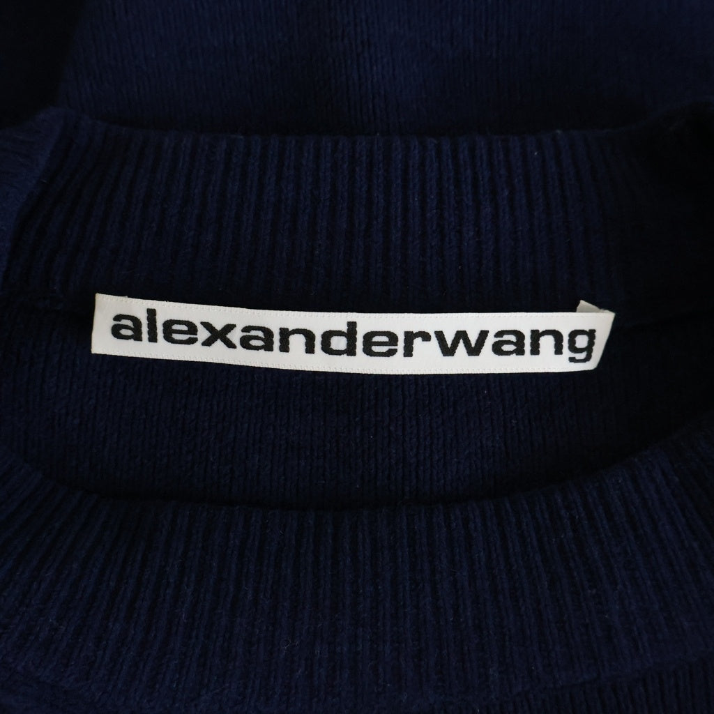 ALEXANDER WANG(アレキサンダーワン) フロントエンボスロゴ クルーネック長袖ニットセーター ネイビー 1KC3231017
