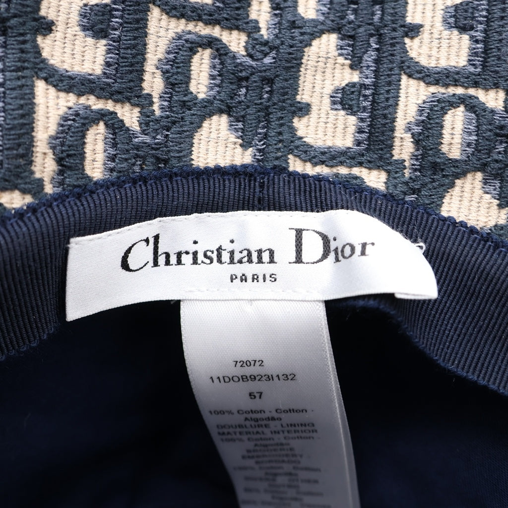 Christian Dior(クリスチャンディオール) Oblique オブリーク バケットハット 帽子 ネイビー/アイボリー 11DOB923I132