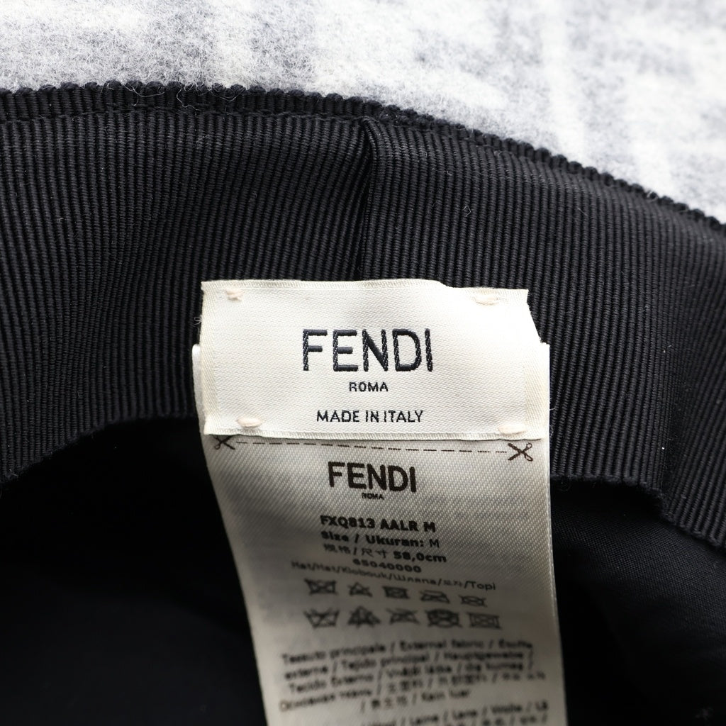 FENDI(フェンディ) FFジャガード ウール バケットハット 帽子 グレー FXQ813
