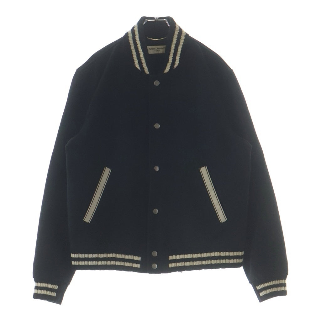 SAINT LAURENT PARIS(サンローランパリ) 22SS Teddy Jacket テディジャケット スタジアムジャンパー ウールブルゾンジャケット スタジャン ブラック 625918 Y180W