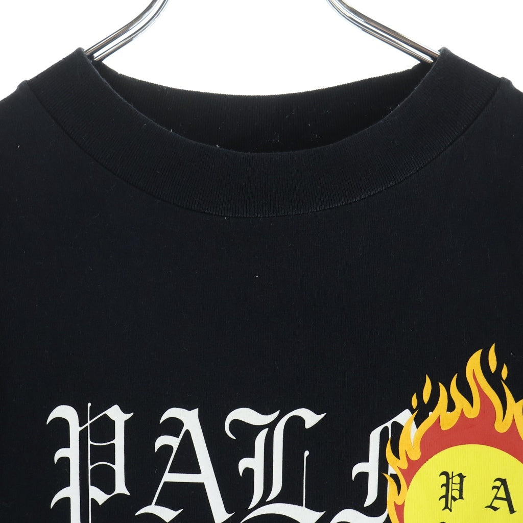 Palm Angels(パームエンジェルス) Burning Head スマイルグラフィック クルーネック半袖Tシャツカットソー ブラック PMAA001R21JER003
