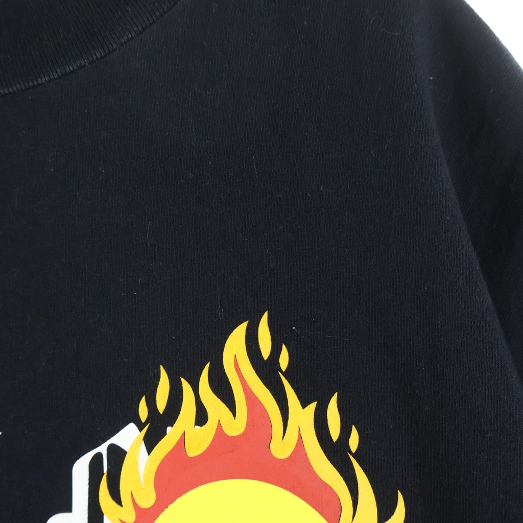 Palm Angels(パームエンジェルス) Burning Head スマイルグラフィック クルーネック半袖Tシャツカットソー ブラック PMAA001R21JER003