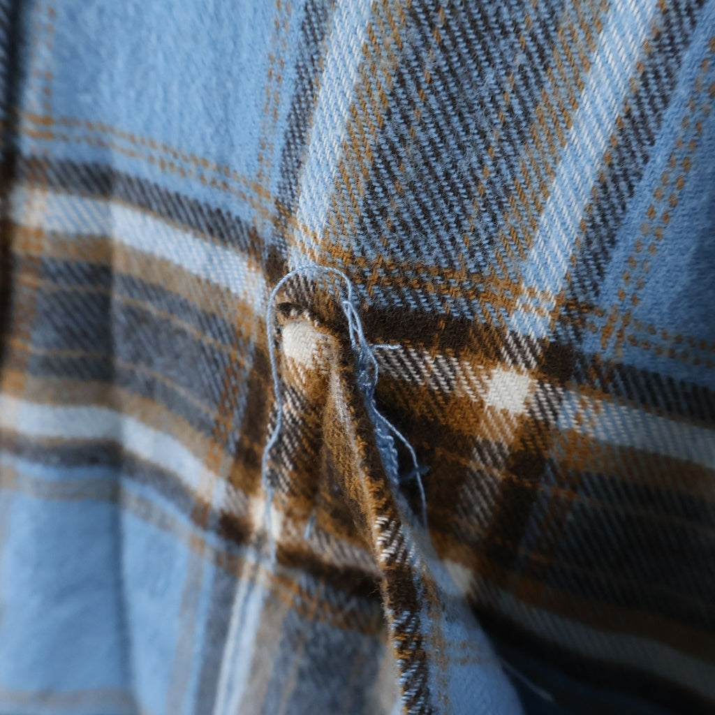 A BATHING APE(アベイシングエイプ) ONE POINT FLANNEL CHECK RELAXED FIT SHIRT ワンポイント フランネルチェック リラックスドフィット コットン長袖チェックシャツ ブルー/ブラウン 001SHK701003M