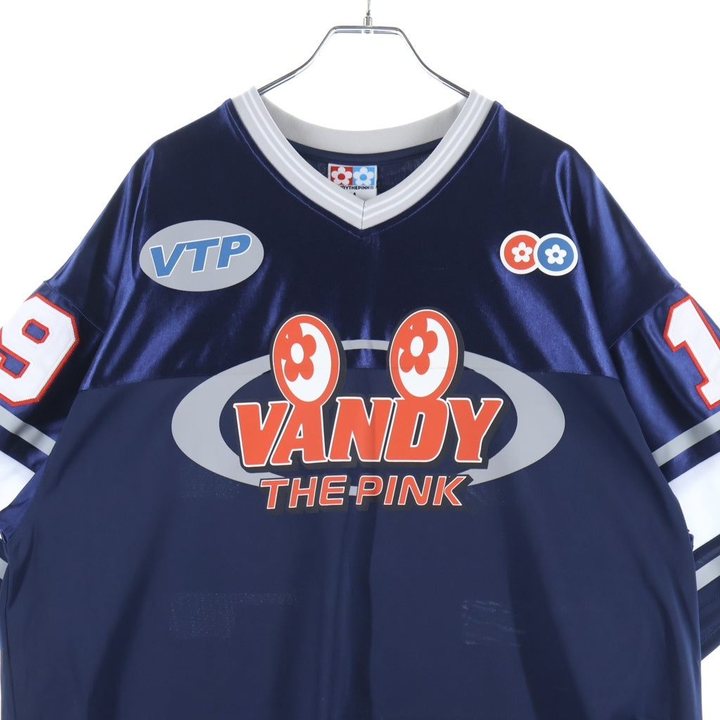 VANDY THE PINK(バンディーザピンク) Football Jersey フットボールユニフォーム ジュエリー Vネック半袖Tシャツカットソー ネイビー VD2035-103