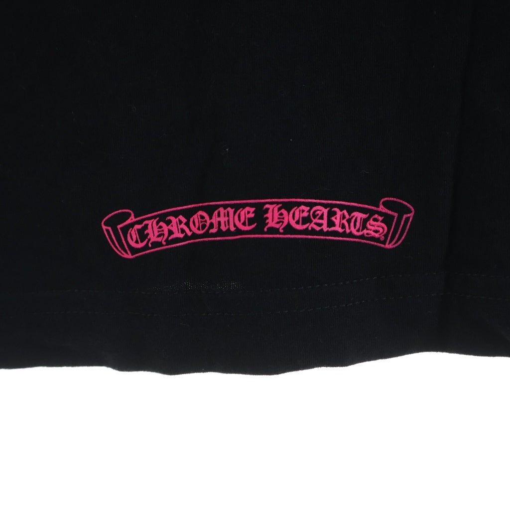 CHROME HEARTS(クロムハーツ) Script Neck Logo L/S T-Shirt ネックロゴ スクリプトロゴプリント クルーネック長袖Tシャツカットソー ロンT ブラック/ピンク