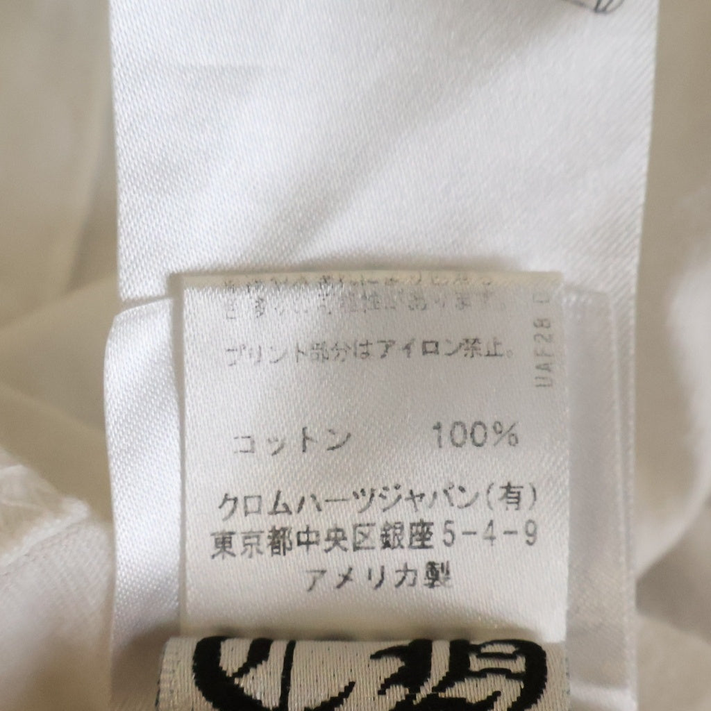 CHROME HEARTS(クロムハーツ) Made In Hollywood Vertical Logo Long Sleeve Tee メイドインハリウッド ヴァーティカルロゴ アームフローラルロゴ クルーネック長袖カットソー ホワイト/イエロー
