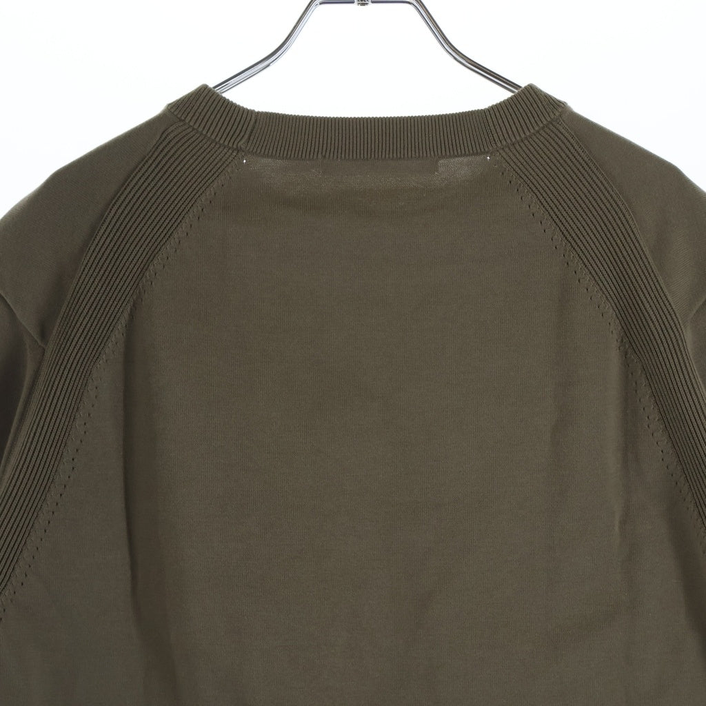 TATRAS(タトラス) CALCANTE カルカンテ Knit Pullover T-Shirts ロゴパッチ クルーネック半袖ニットTシャツカットソー ベージュ MCKZ0448053588