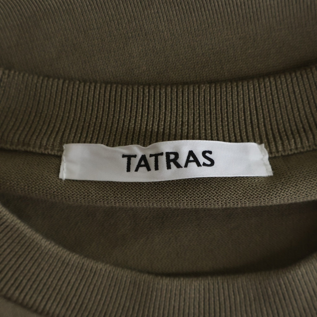 TATRAS(タトラス) CALCANTE カルカンテ Knit Pullover T-Shirts ロゴパッチ クルーネック半袖ニットTシャツカットソー ベージュ MCKZ0448053588
