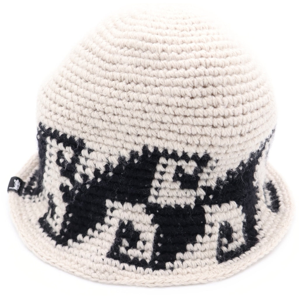 STUSSY(ステューシー) WAVES KNIT BUCKET HAT ウェイブス ニット バケットハット ホワイト/ブラック 1321057
