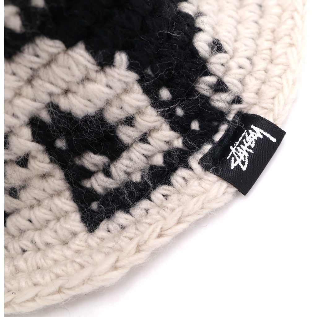 STUSSY(ステューシー) WAVES KNIT BUCKET HAT ウェイブス ニット バケットハット ホワイト/ブラック 1321057