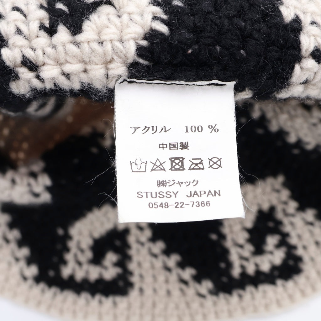 STUSSY(ステューシー) WAVES KNIT BUCKET HAT ウェイブス ニット バケットハット ホワイト/ブラック 1321057