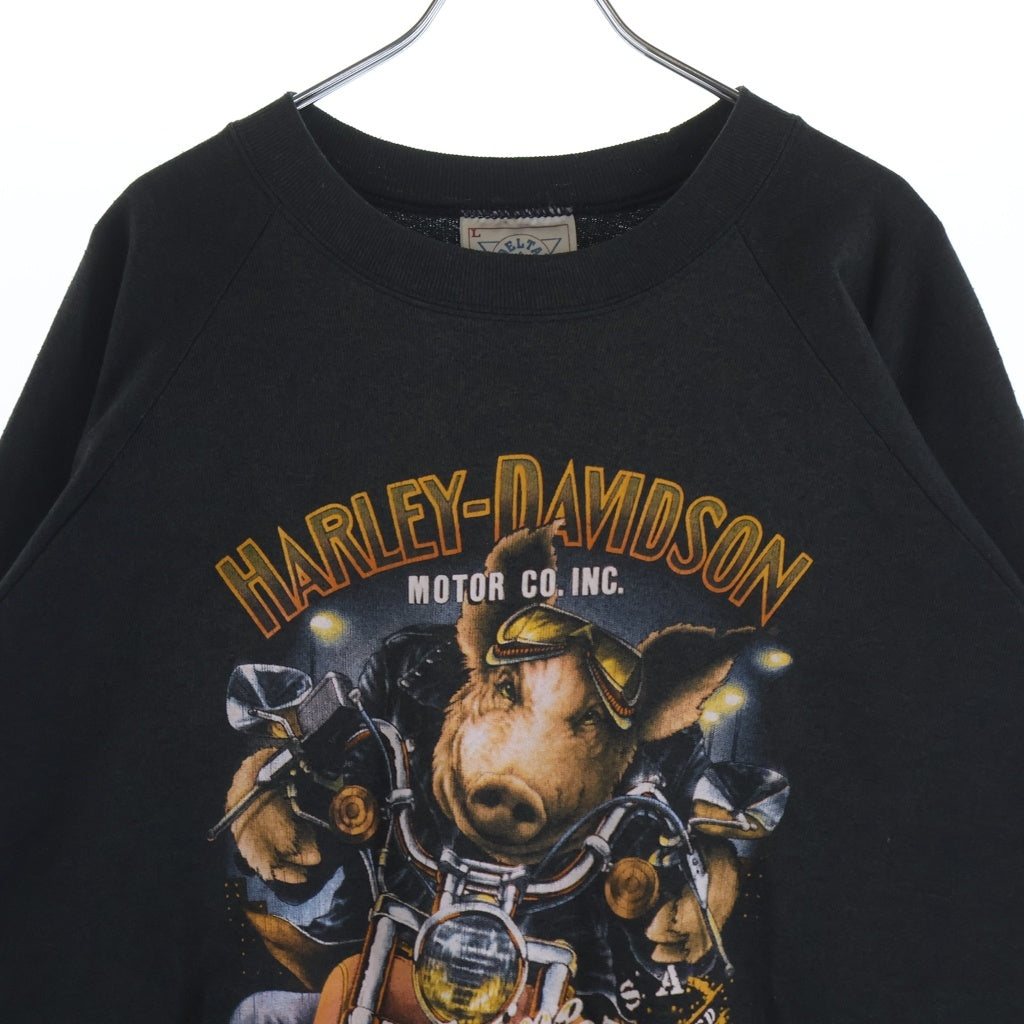 HARLEY DAVIDSON(ハーレーダビッドソン) 80s VINTAGE HOG 3D EMBLEM CREWNECK SWEAT DELTA 8318 ヴィンテージ デルタタグ 3Dエンブレム クルーネック長袖スウェットトレーナー ブラック
