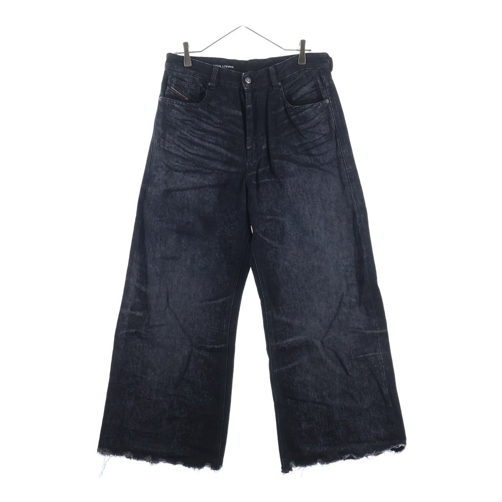 DIESEL(ディーゼル) 26SS 1996 D-Sire-Fsh Jeans A21497 裾カットオフデザイン ワイドデニムパンツ ジーンズ ブラック