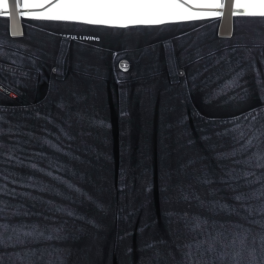 DIESEL(ディーゼル) 26SS 1996 D-Sire-Fsh Jeans A21497 裾カットオフデザイン ワイドデニムパンツ ジーンズ ブラック