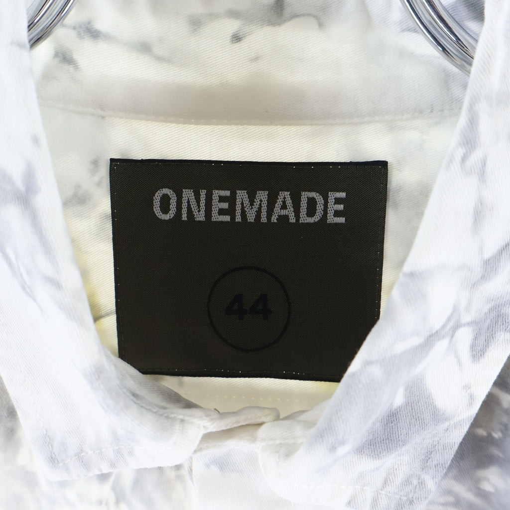 ONEMADE(ワンメイド) Handmade Print Militaly Shirt ハンドメイドプリント ミリタリー長袖コットンシャツ ホワイト -