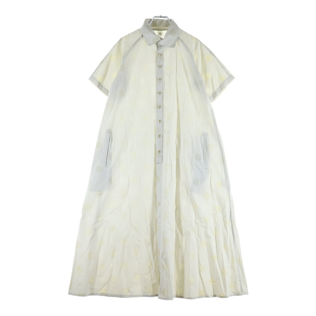 Y's(ワイズ) 22SS COTTON DOT PRINT DRESS コットン ドットプリント ハーフスリーブ ロングワンピース アイボリー レディース YG-D24-119