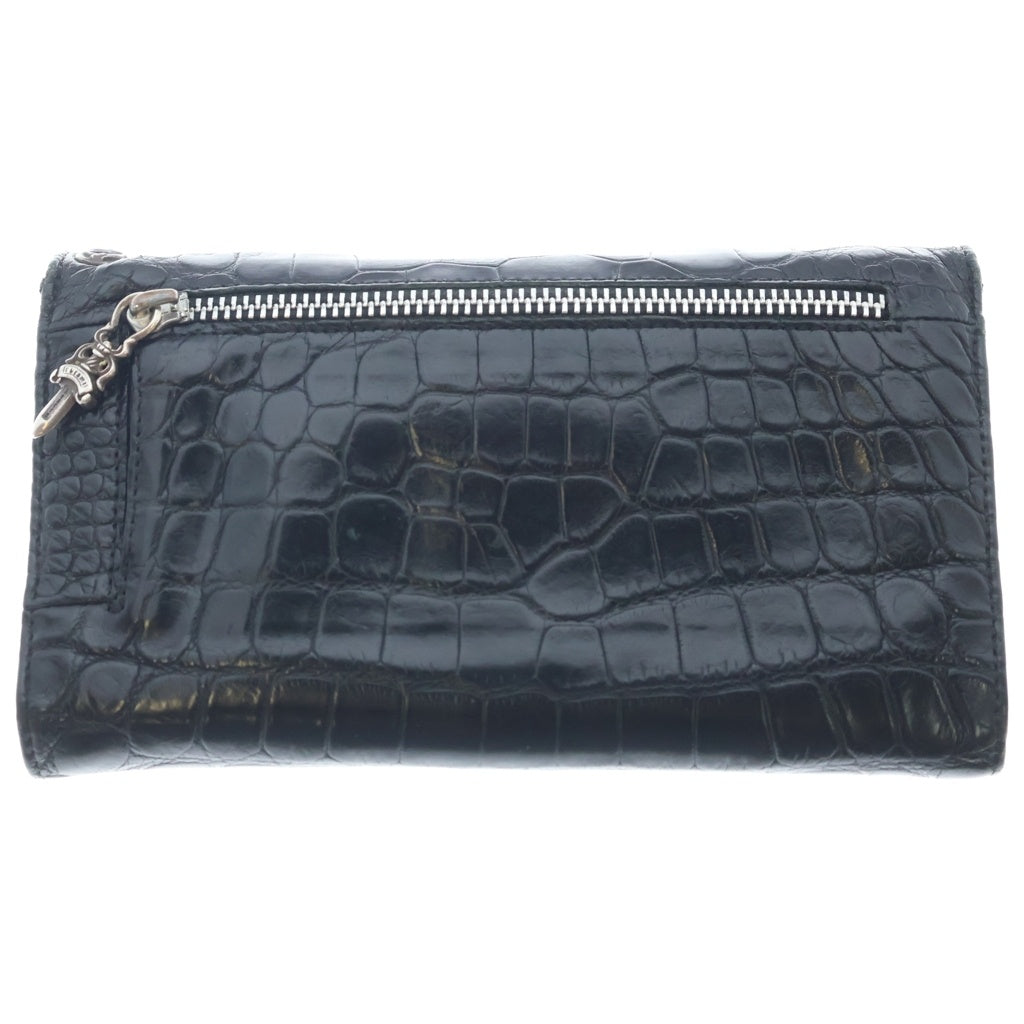 CHROME HEARTS(クロムハーツ) WAVE ALLIGATOR ウェーブアリゲーター クロスボールボタン レザーウォレット 長財布 ブラック